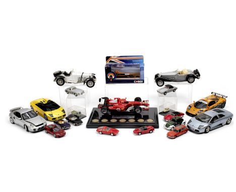 Assorted die-cast models,including a Michael Schumacher Ferrari F1 limited edition (0111/1000) model celebrating seven World 