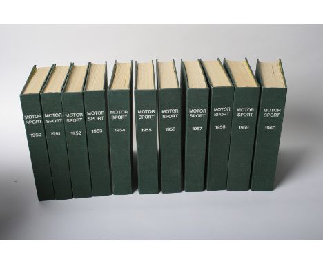 MotorSport; bound volumes 1950 to 1960,bound in 11 volumes in green cloth hard covers, believed complete run of issues from v