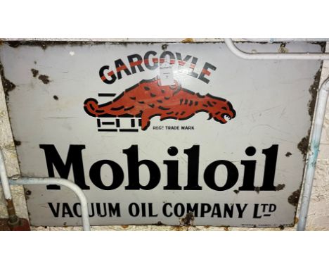 A Gargoyle Mobiloil Vacuum Oil Company Ltd enamel sign,single-sided, in red and black on white, by Imperial Enamel Co, Birmin
