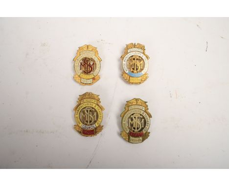 Four Society of Motor Manufacturers &amp; Traders Ltd enamel lapel badges,comprising Council 1938-39 in silver, London Hallma