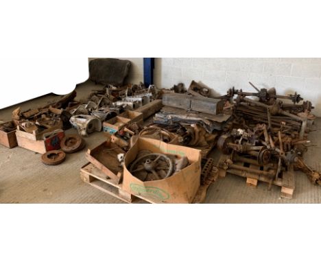 A quantity of Austin 7 parts, including but not limited to 6 crankcases, 7 gearboxes, rear axle cases (vintage banjo and pvt 