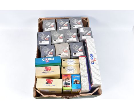 A QUANTITY OF ASSORTED EMPTY CORGI CLASSICS BEDFORD O SERIES PANTECHNICON BOXES, some with limited edition certificates where