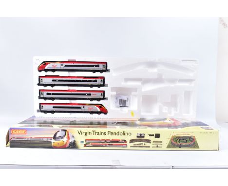 A BOXED HORNBY RAILWAYS OO GAUGE VIRGIN TRAINS PENDOLINO TRAIN SET, No.R1134, comprising  class 390 Pendolino power car No.69