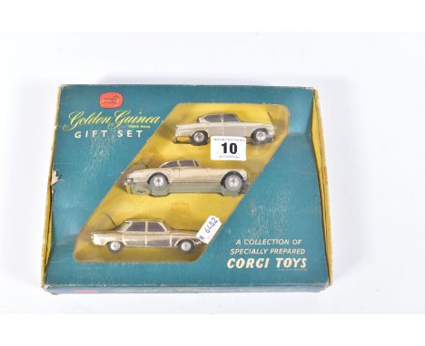 A BOXED CORGI TOYS GOLDEN GUINEA GIFT SET, No.20, complete with correct three gold plated cars, Bentley Continental, No.224 (