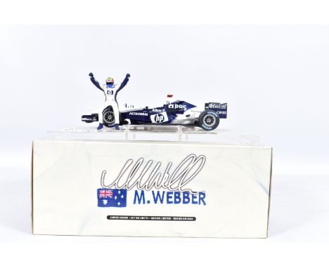 A BOXED MATTEL HOT WHEELS RACING MARK WEBBER 2005 WILLIAMS B.M.W. F27 F1 RACING CAR MODEL, No.G9751, 1:18 scale limited editi