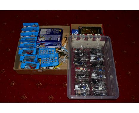 A QUANTITY OF ASSORTED MODERN DIECAST AND PLASTIC VEHICLES, to include boxed Corgi Aviation Archive B.A.E. Hawk T1 'Red Arrow