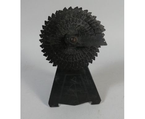 A Welsh Novelty Carved Slate Easel Backed Double Helix Ornament, 19cm High 