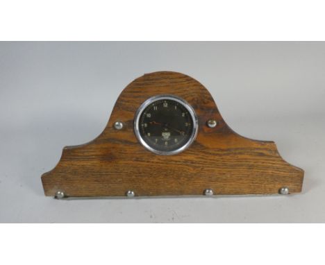 An Oak Stand Containing Vintage Smiths Automobile Clock, 38cm Long