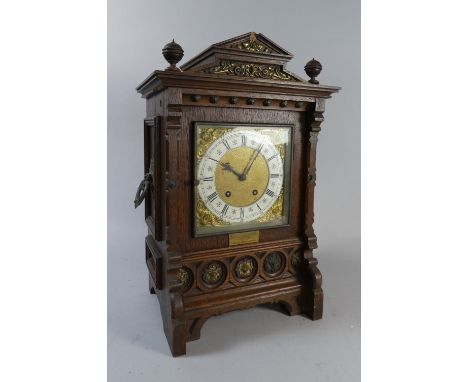 A Late Victorian Oak Bracket Clock with Lenzkirch Movement, Brass Dial with Silvered Chapter Ring Inscribed Henry Robinson an