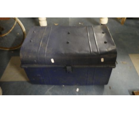 A Blue Painted Metal Travelling Trunk, 60cm Wide