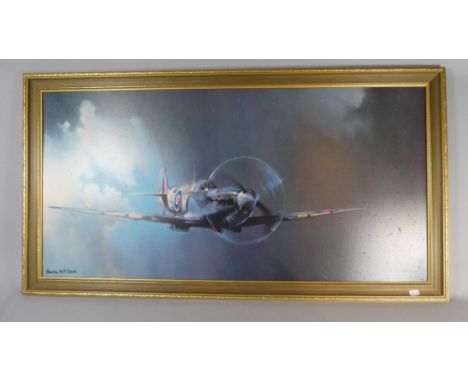 A Large Framed Barrie Clark Spitfire Print, 100cm WIde