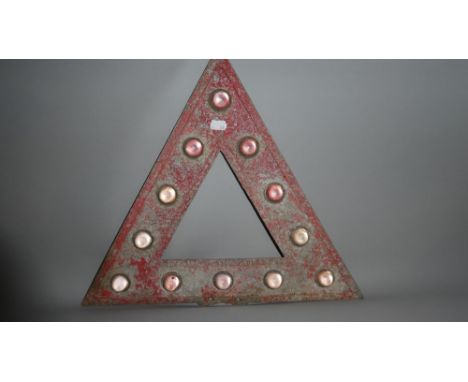 A Vintage Cats Eye Road Sign Warning Triangle by Gowshall Signs, Burslem, 46cm Wide and 47cm High