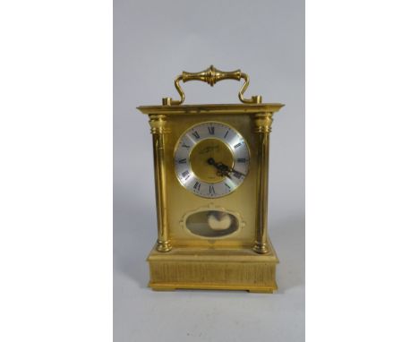 A Mid 20th Century Brass Carriage Clock with 8 Day Movement, Dial Inscribed Schmid 19cm High  