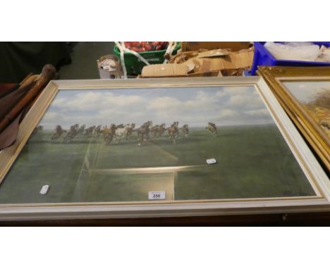A Framed Bozoli Print of Wild Horses, 74cm Wide