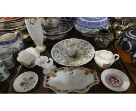 A Tray of Ceramics to Include Locke and Co. Pheasant Jug, Minton Haddon Hall Bowl, Royal Worcester Cornucopia, Shelley Cruste