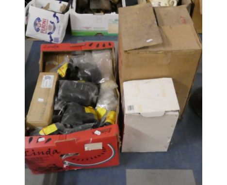A Box Containing Various Electrical Fittings, Vintage Light Bulbs 
