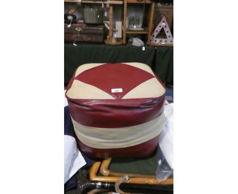 A Vintage Square Leather Footstool