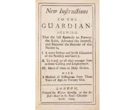 [Penton (Stephen)] New Instructions to the Guardian..., first edition, issue with "Ruin" in line 6 of title and "Church-yard"