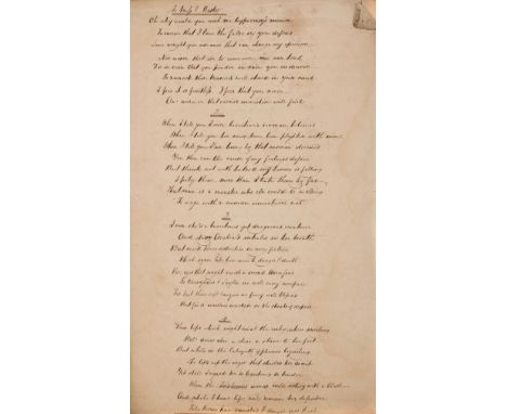 NO RESERVE Poetry.- Newman (John Duffield) Commonplace book of poetry, numerous manuscript poems, 74pp., in several hands, br