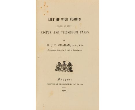 NO RESERVE Botany.- Graham (R.J.D.) List of Wild Plants found on the Nagpur and Telinkheri Farms, only edition, Nagpur, 1911 