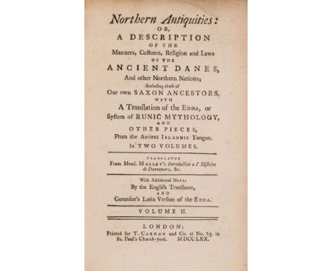 NO RESERVE Scandinavia.- Mallet (Paul Henri) Northern Antiquities: or, a Description of the  ... Ancient Danes, and other Nor