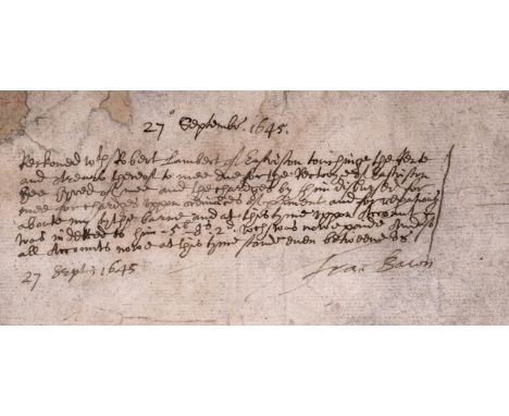 Norfolk.- Bacon (Francis, ?of Norwich) Robert Lambert of Eastriston [East Ruston] touching the Rente... to mee due for the Re