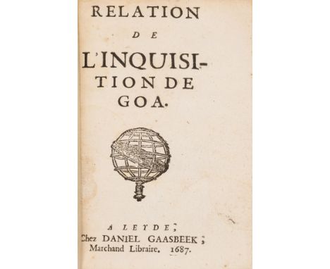 India.- [Dellon (Charles)] Relation de l'Inquisition de Goa, first edition, title with woodcut printer's device, woodcut deco