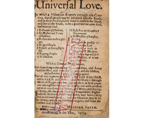 Quakers.- Smith (William) Universal Love. In which a Visitation floweth through the Creation, that all people may be informed