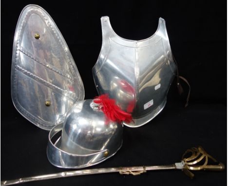 ALGI; A VINTAGE ITALIAN CHILD'S ARMOUR SET in polished aluminium