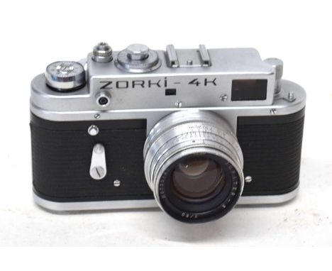 A ZORKI 4K RANGEFINDER CAMERA WITH JUPITER 8 LENS 