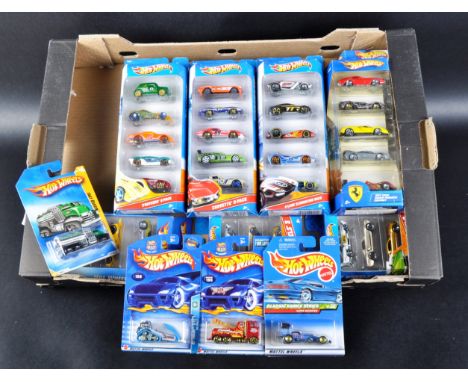 A large collection of approximately x50 carded Mattel made Hot Wheels diecast model cars.&nbsp; To include six gift packs, ea
