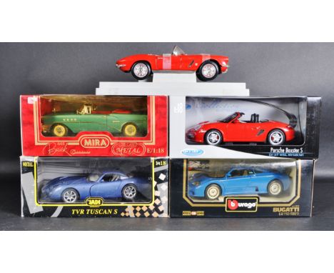 A collection of assorted 1/18 scale diecast model cars by various makers to include; Jadi, Mira, Burago.&nbsp; To include: Ch