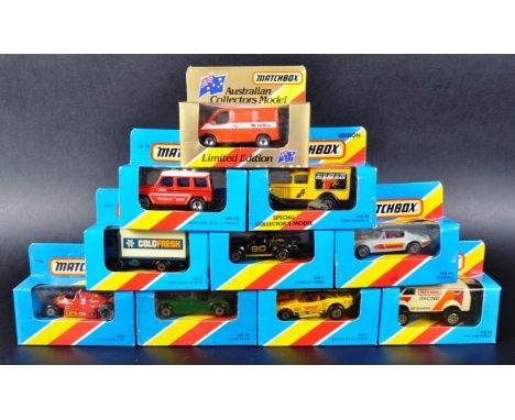 A collection of 10x assorted Matchbox vintage 1/75 scale boxed diecast models. Some advertising related vans / trucks / lorri