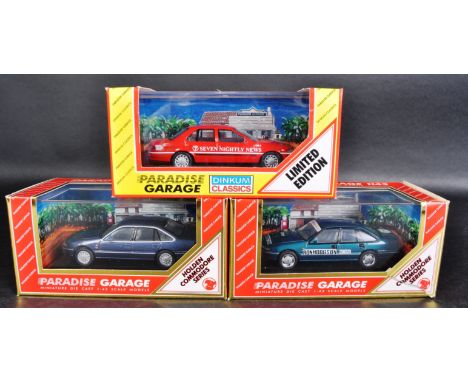 A collection of 3x assorted Dinkum Classics 1/43 scale diecast model Paradise Garage cars to include; Holden Commodore Acclai