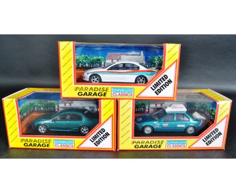 A collection of 3x assorted Dinkum Classics 1/43 scale diecast model Paradise Garage cars to include; Ford Falcon" AU " XR6 L