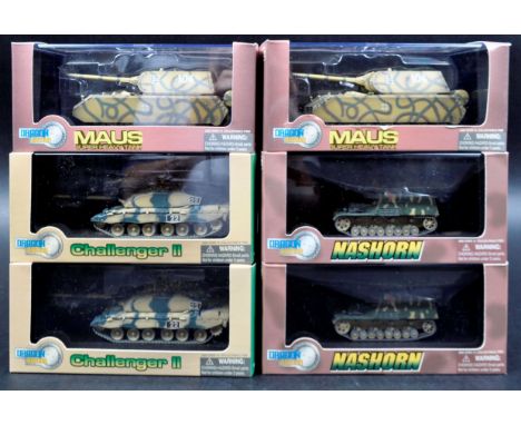 A collection of 6x Dragon Armor models 1/72 scale boxed diecast model tanks comprising of: 2 x Challenger 2, 2 x Nashorn, 2 x
