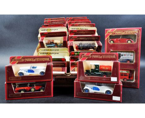 A large collection of approximately 40 assorted vintage Matchbox Models of Yesteryear / “ Y Series “ diecast model cars and o