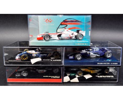 A collection of x5 original vintage 1:43 scale precision diecast Minichamps boxed diecast model Formula One cars to include; 
