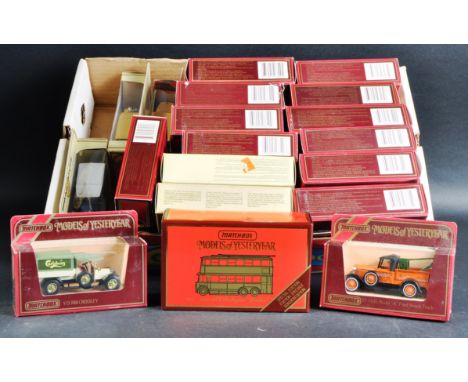 A large collection of approximately 30 assorted vintage Matchbox Models of Yesteryear / “ Y Series “ diecast model cars and o