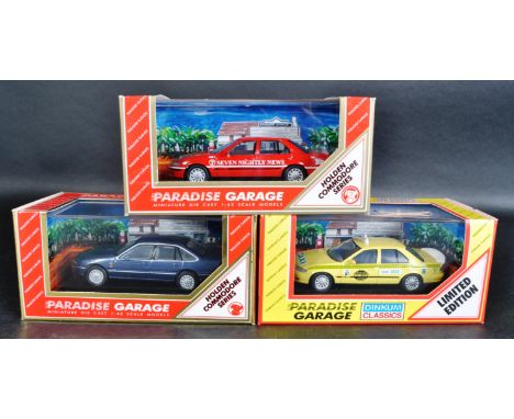 A collection of 3x assorted Dinkum Classics 1/43 scale diecast model Paradise Garage cars to include; Holden Commodore Berlin