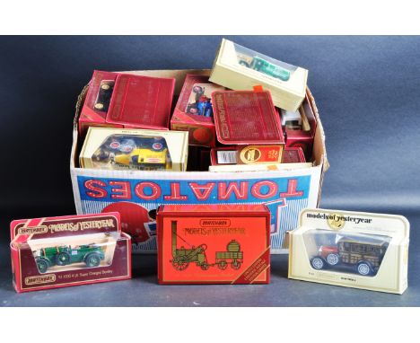 A large collection of approximately 30 assorted vintage Matchbox Models of Yesteryear / “ Y Series “ diecast model cars and o