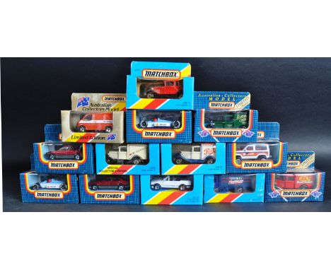 A collection of 13 x assorted Matchbox vintage 1/75 scale boxed diecast models. Some advertising related vans / trucks / lorr