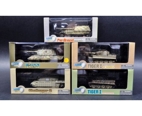 A collection of 5x Dragon Armor models 1/72 scale boxed diecast model tanks comprising of: Challenger 2 with upgrade armour, 