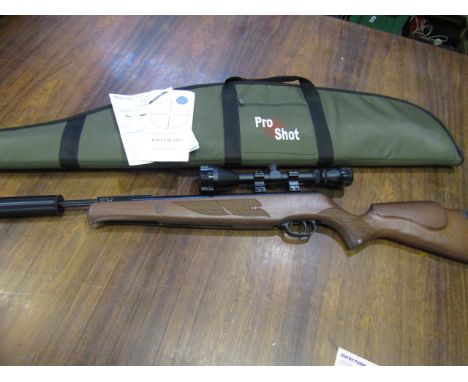 Norica Storm .22 air rifle with scope and baffle in case with leaflets