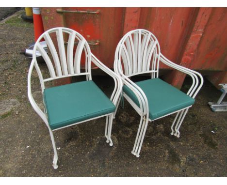 Set of 6 vintage stacking metal garden chairs with 8 seat pads&nbsp;