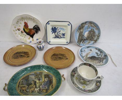 Adams 'Farmers Arms' poem cup and saucer, Edward Landsdeer 'Highland Music' vintage plate along with other hand painted plate