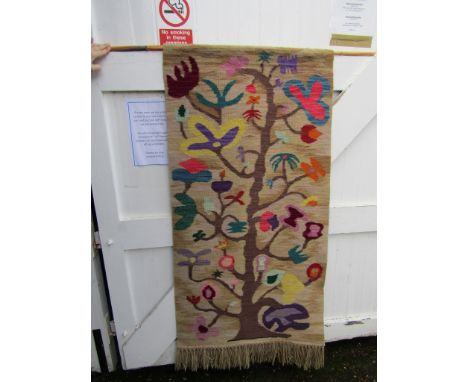 Hand knotted Bakhtiari 'Tree of Life' carpet/wall hanging made in Kashmir 75cm x 160cm approx&nbsp;