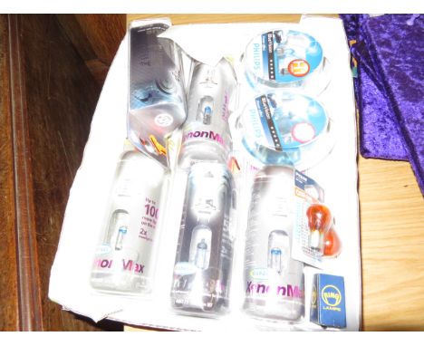 Box of new car light bulbs