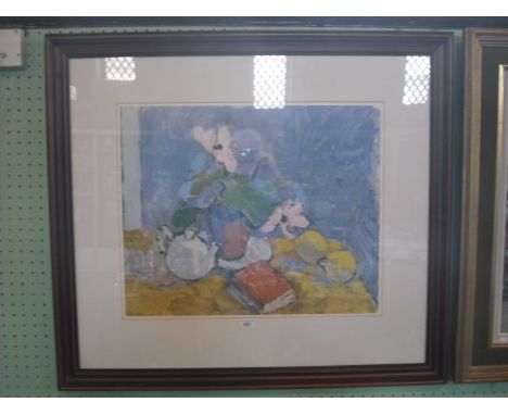 A large coloured print depicting a still life.
