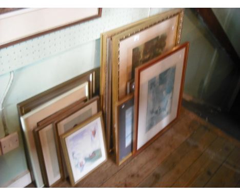 A watercolour by Margaret Rhodes and a quantity of prints by Stanhope Forbes and others, including two Spy prints of crickete
